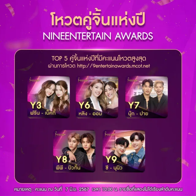 คู่จิ้นแห่งปี (ร่วมกับ ศิริลักษณ์ คอง)